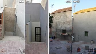 Enlucido paredes con mortero . Reformas de hogar. Mar Menor. Region de Murcia.