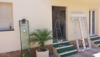 Replacing old windows and wooden doors to new pvc. Spain, Murcia,  Mar Menor